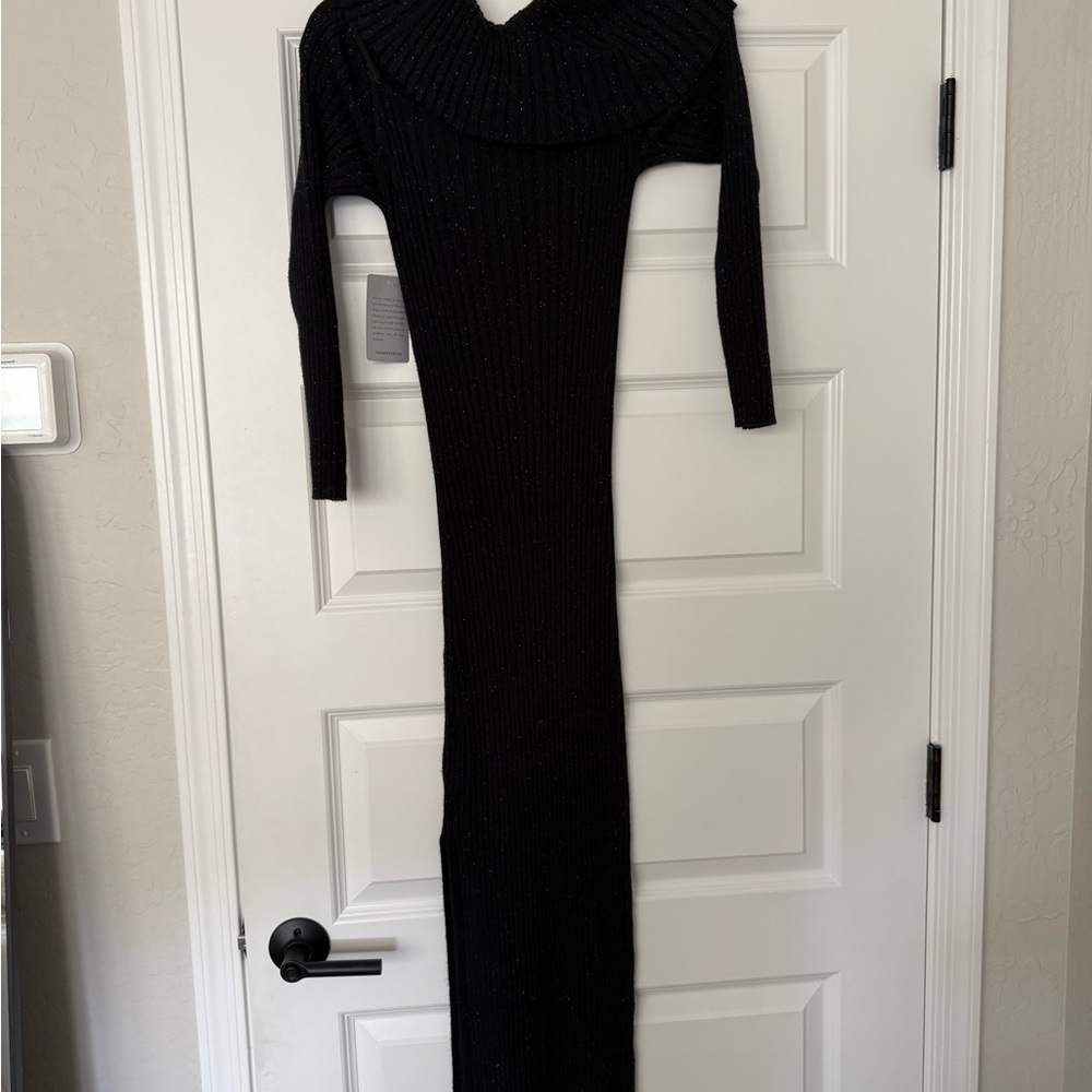 Nordstrom Black Ribbed Knit Dress